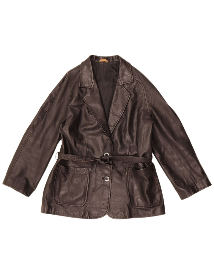 Giacca blazer in pelle da donna a 2 bottoni Everest UK 14 pelle nera media