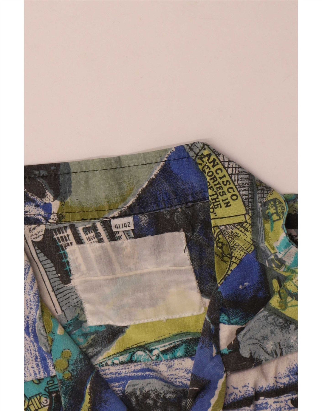 Camicia vintage da uomo con motivo astratto taglia 41/42 grande multicolore
