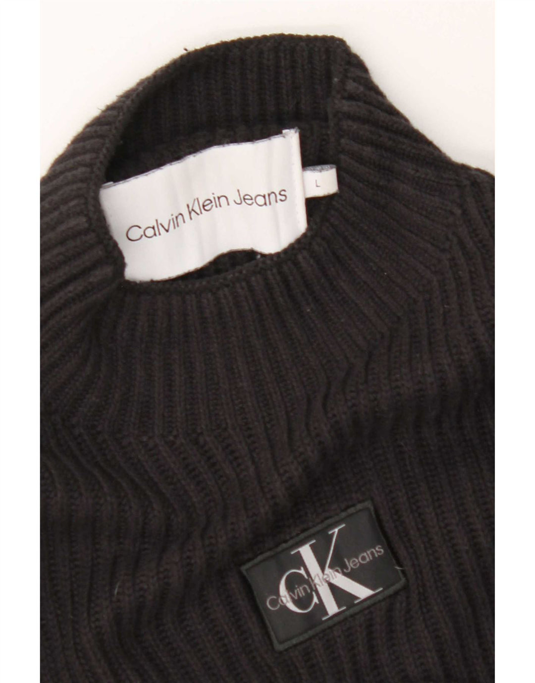 Calvin Klein Jeans Maglione da uomo con collo alto e maglione grande nero