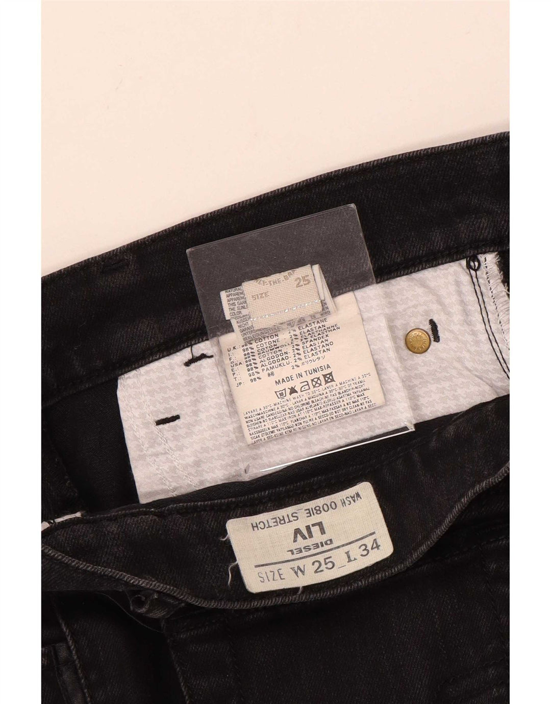 Jeans slim da donna Diesel Liv W25 L32 cotone nero