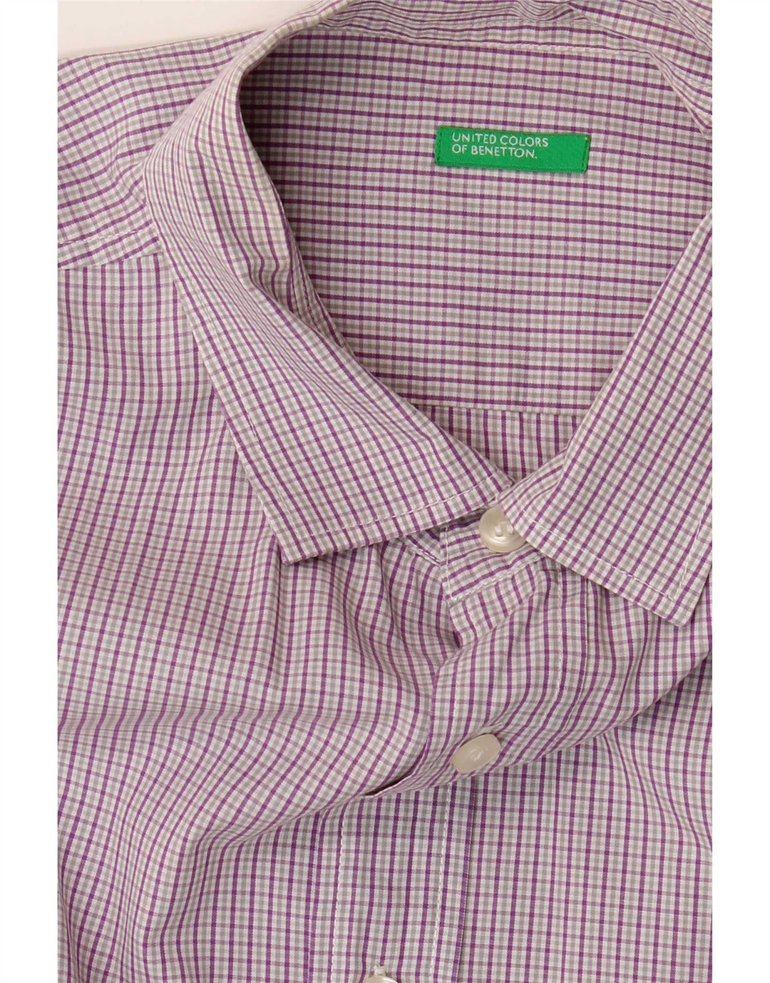 Camicia a maniche corte da uomo Benetton grande a quadretti viola