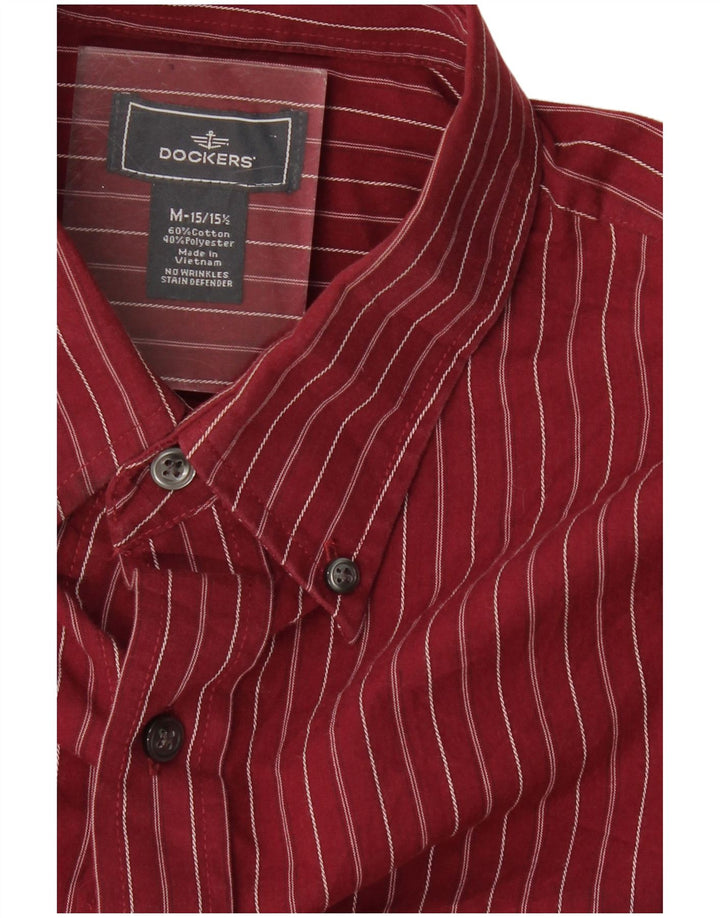 Camicia da uomo DOCKERS taglia 15 1/2 cotone gessato bordeaux medio