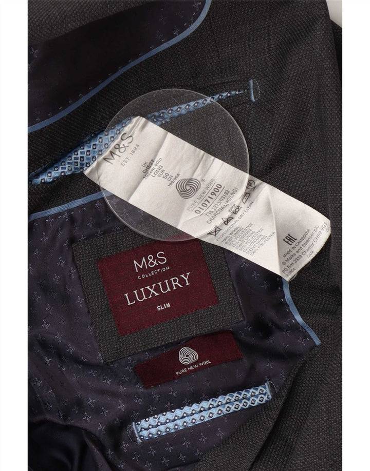 Giacca blazer slim fit lunga a 2 bottoni Marks & Spencer da uomo UK 40 Grigio medio
