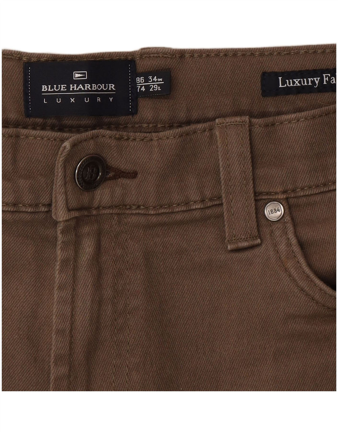 Jeans dritti da uomo Marks & Spencer blu Harbour W34 L29 cotone beige