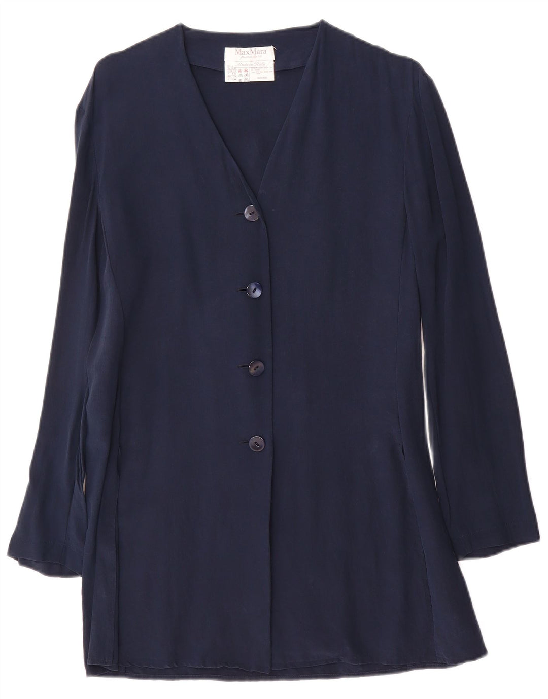 Giacca blazer a 4 bottoni da donna Max Mara UK 14 seta blu navy media