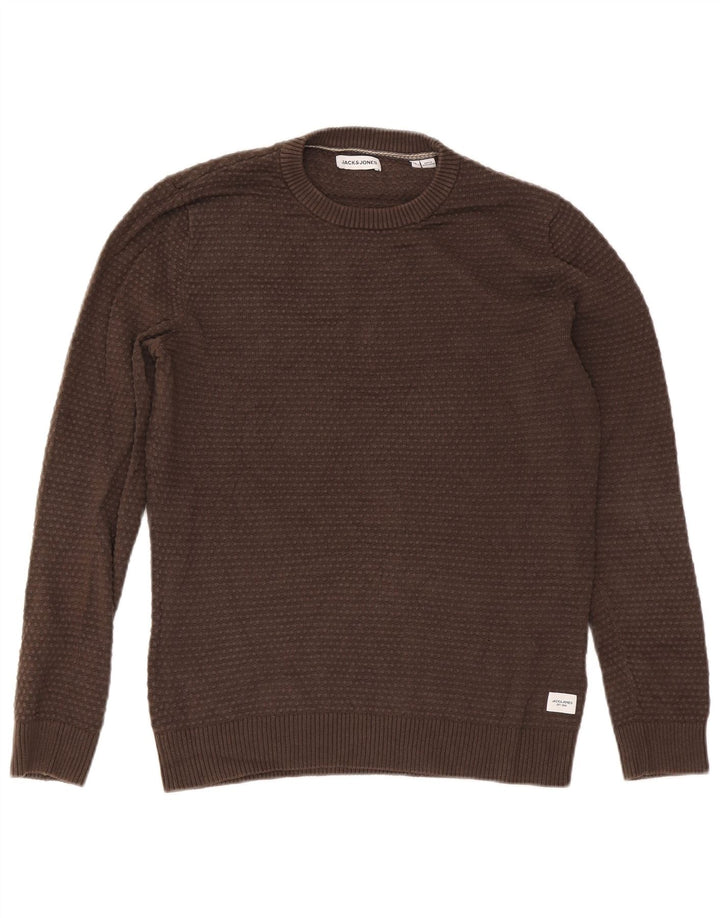 Maglione maglione girocollo da uomo Jack & Jones in cotone marrone medio