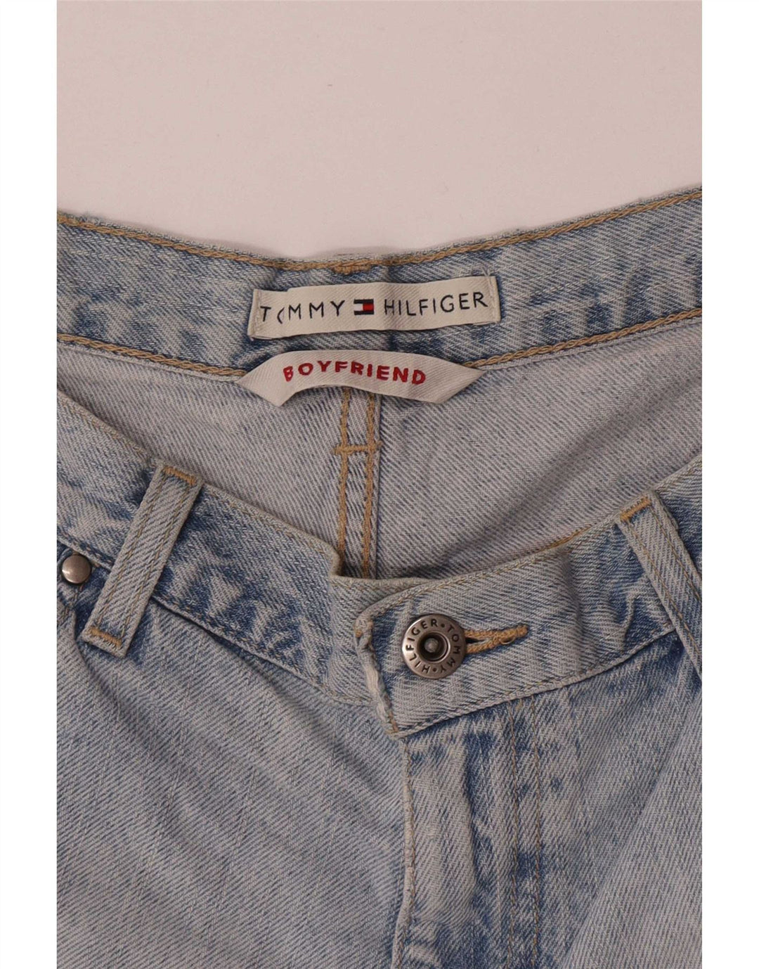 Pantaloncini di jeans invecchiati da donna Tommy Hilfiger W28 Blu medio