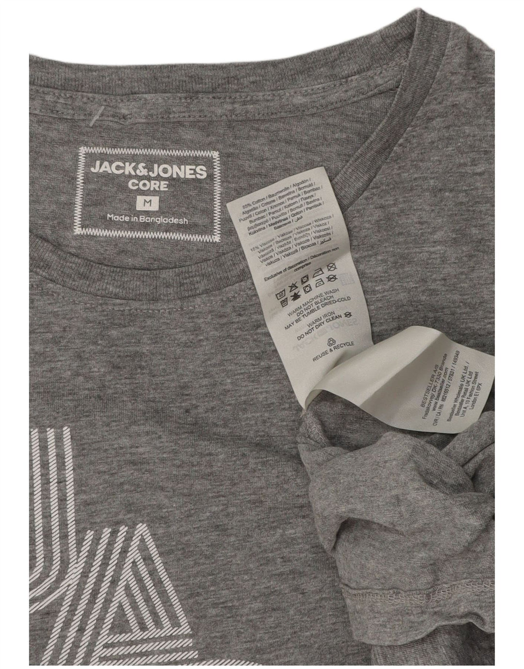 T-shirt grafica da uomo Jack & Jones Top in cotone chiazzato grigio medio