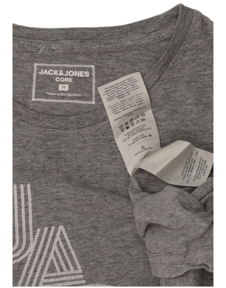 T-shirt grafica da uomo Jack & Jones Top in cotone chiazzato grigio medio