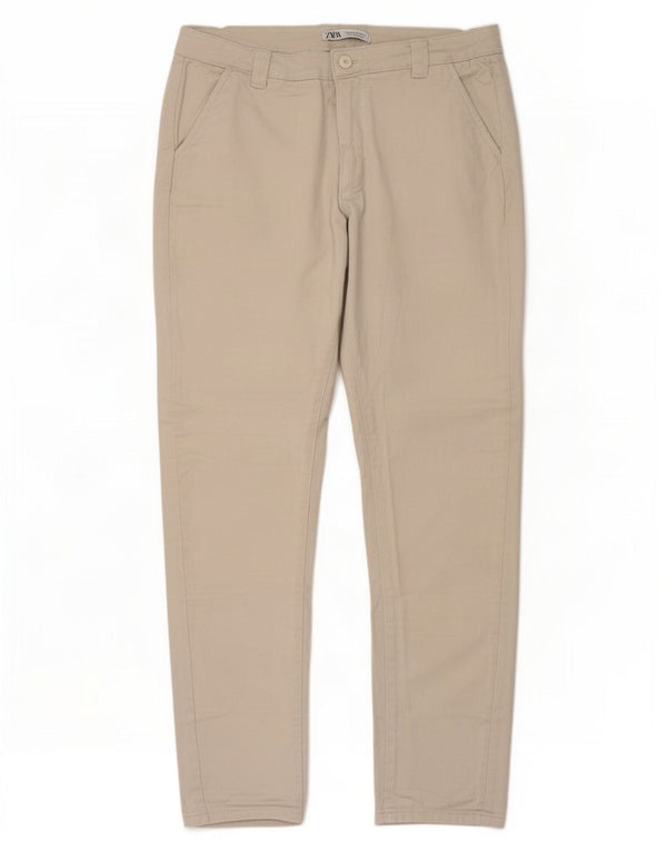 Pantaloni chino slim da uomo Zara EU 46 XL W36 L28 Cotone beige