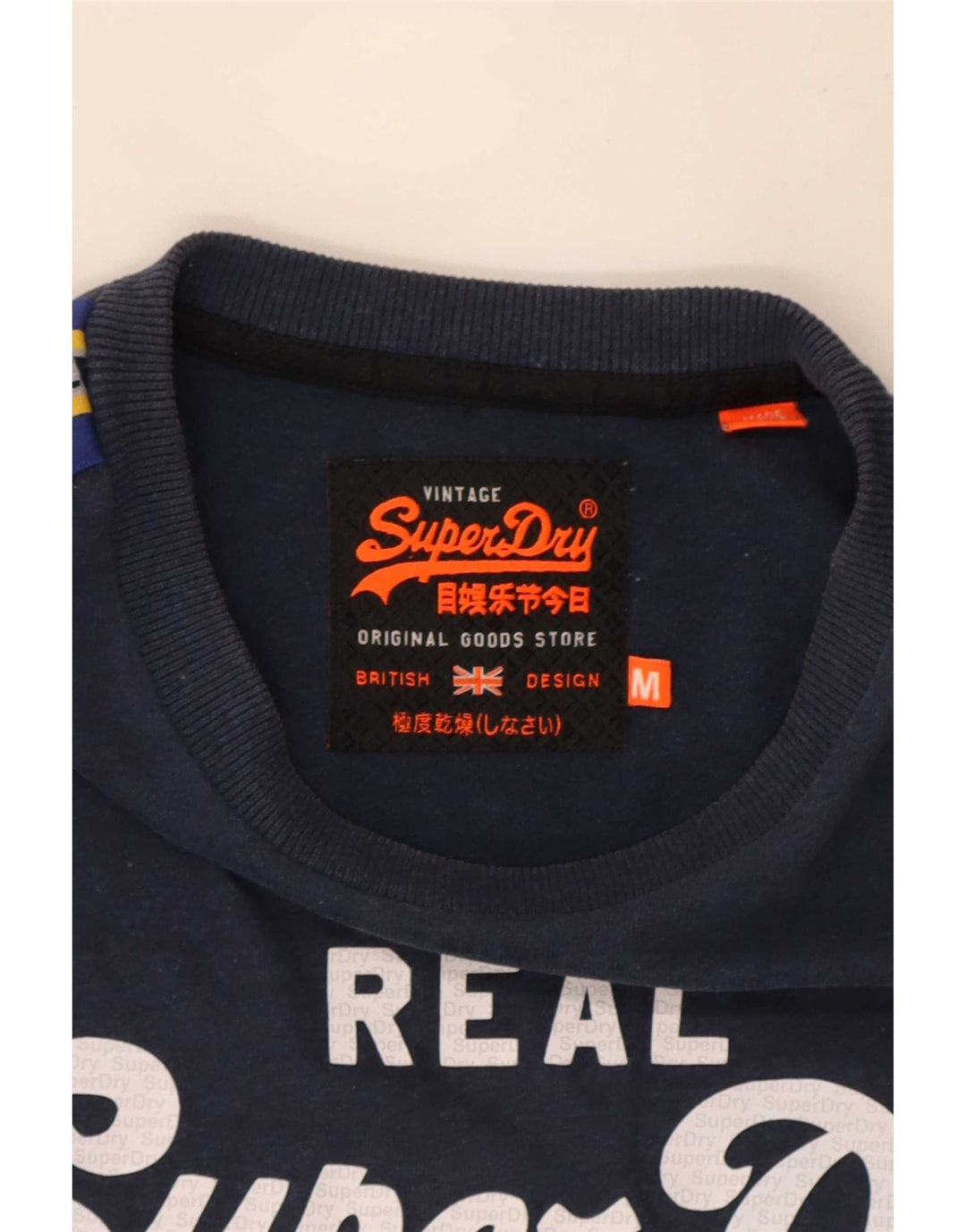 T-shirt grafica da uomo Superdry a maniche lunghe blu navy medio