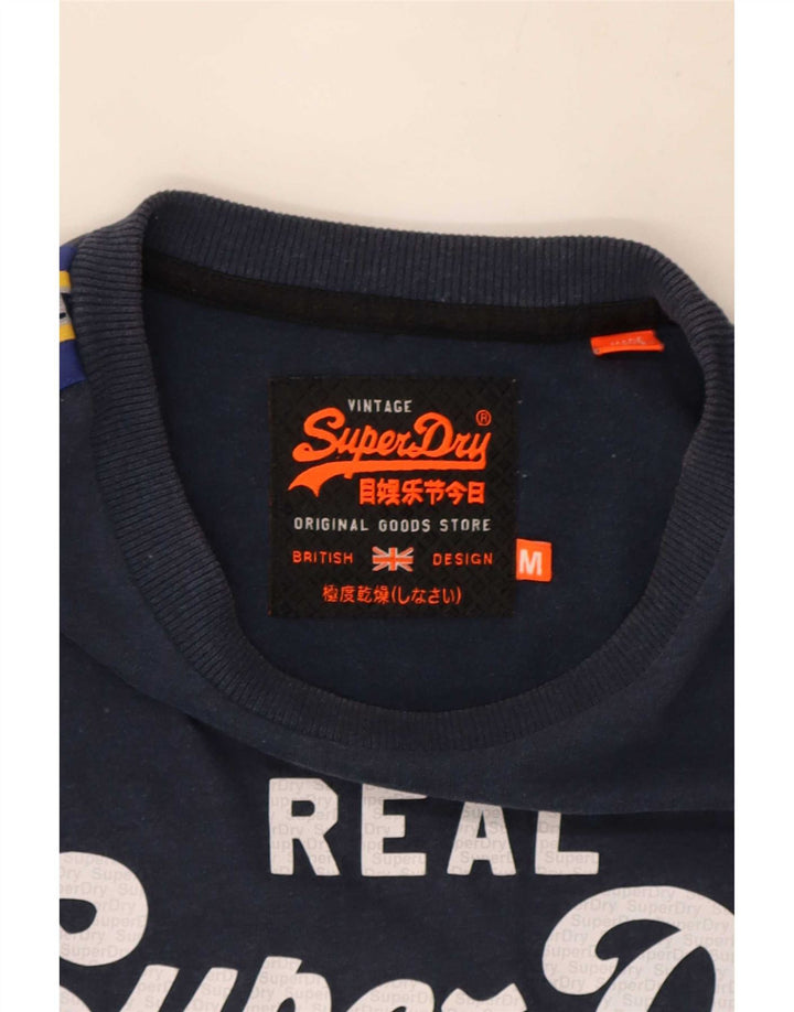 T-shirt grafica da uomo Superdry a maniche lunghe blu navy medio
