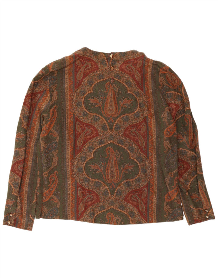 Camicetta da donna vintage Top IT 46 Seta Paisley grigia grande