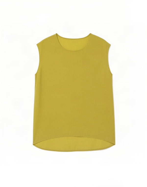 Top camicetta senza maniche vintage da donna UK 10 piccola seta verde