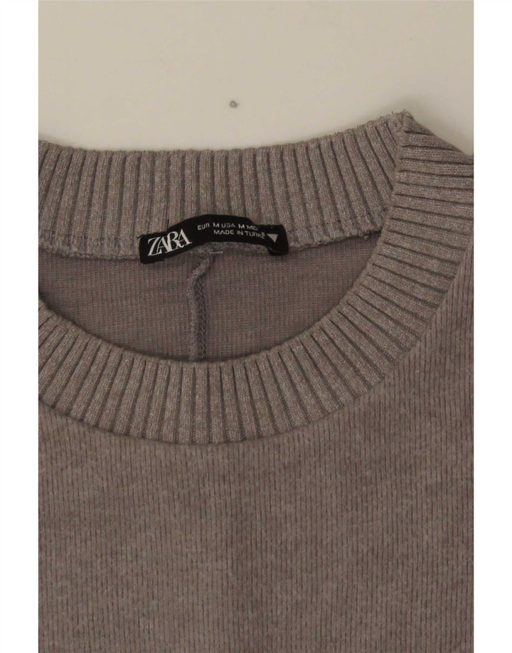 Maglione corto girocollo da donna Zara UK 14 Grigio medio