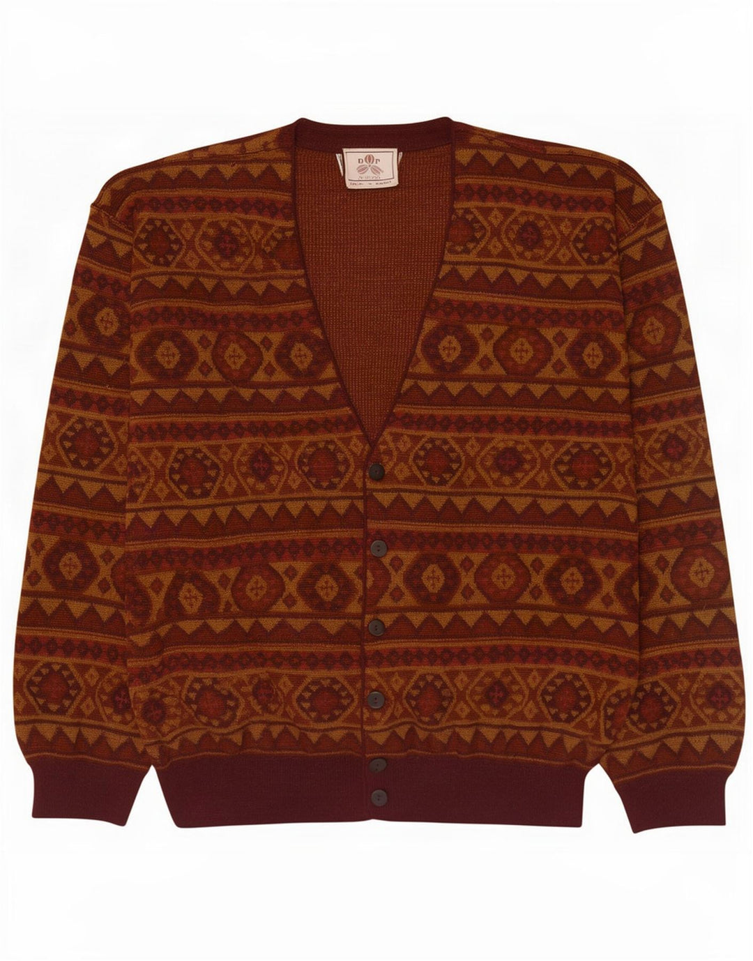 Maglione cardigan da uomo De Pietri XL Marrone geometrico