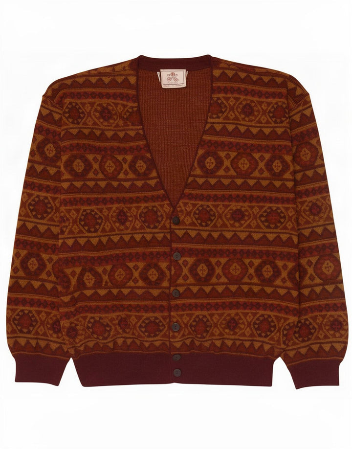Maglione cardigan da uomo De Pietri XL Marrone geometrico