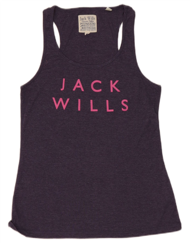 Canotta grafica da donna Jack Wills UK 14 cotone medio blu navy