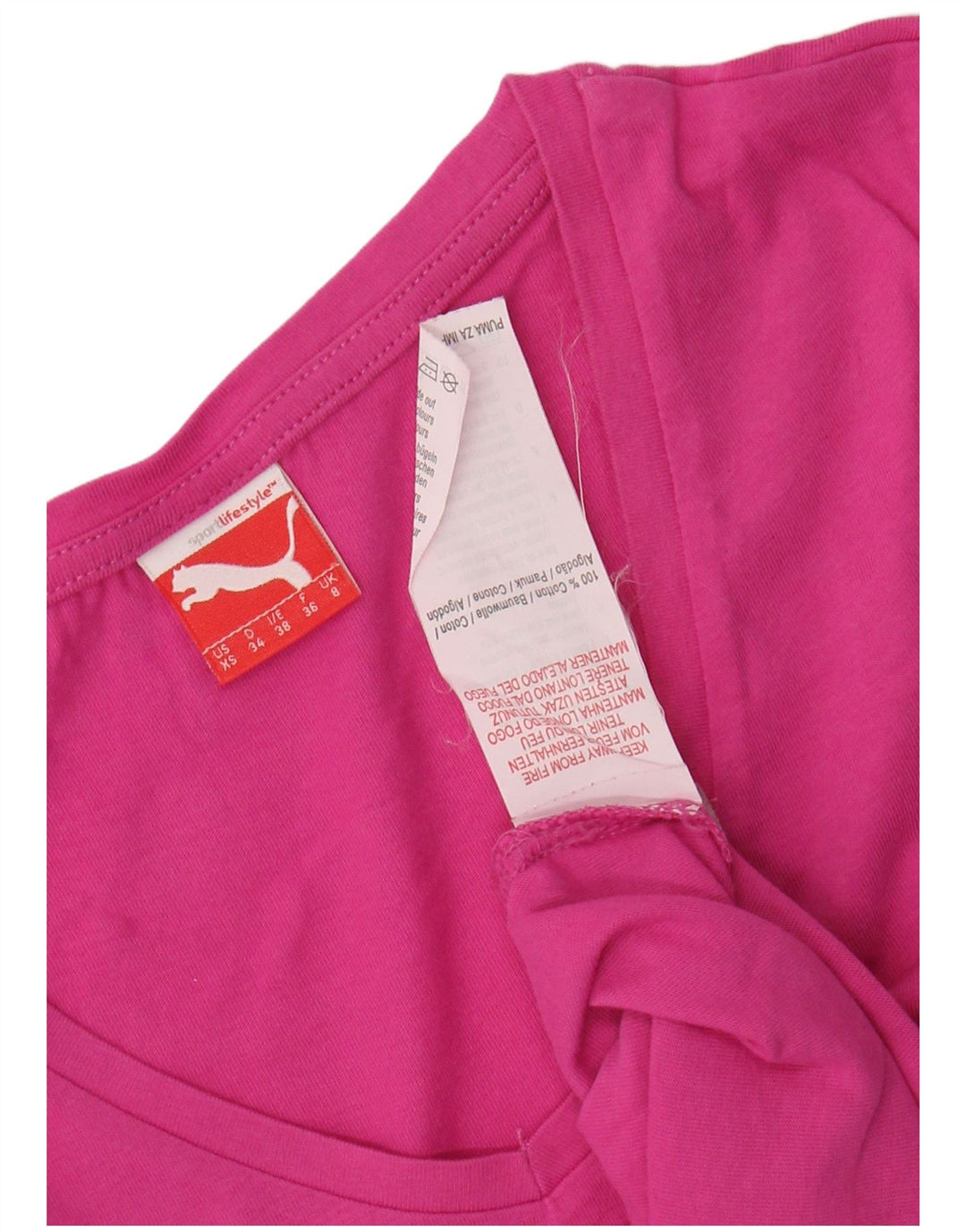 T-shirt grafica da donna PUMA Top UK 8 Small in cotone rosa