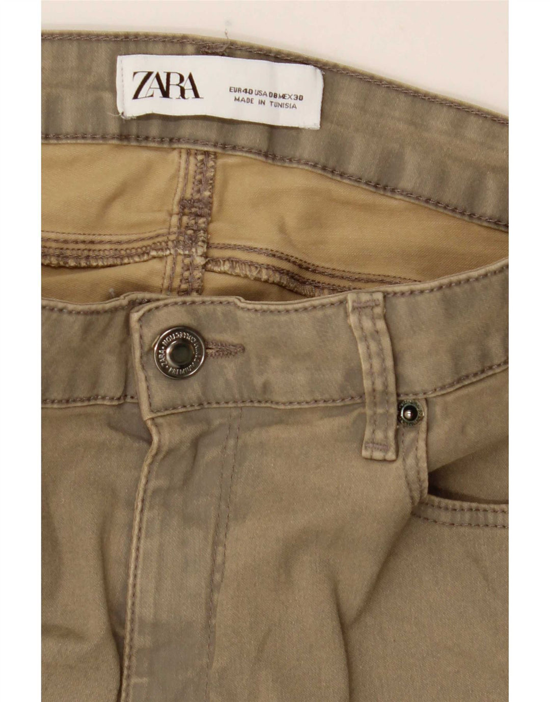 Pantaloni casual slim da donna Zara EU 40 medi W30 L27 kaki