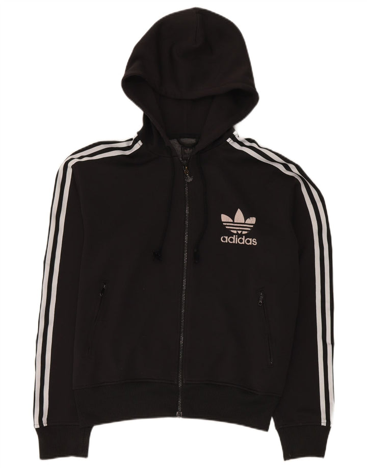 Maglione con cappuccio e zip Adidas da uomo in poliestere nero medio