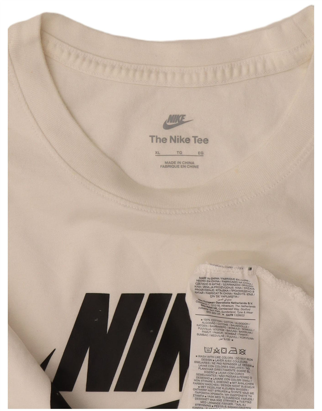 Nike Maglietta grafica da uomo a maniche lunghe XL in cotone bianco