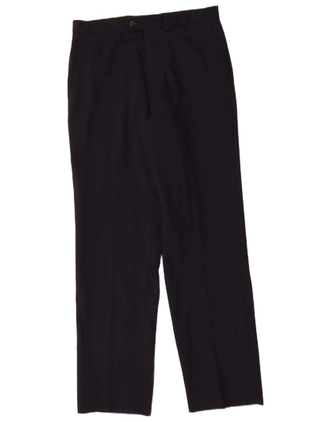 Pantaloni casual dritti da uomo Marks & Spencer W32 L33 lana blu navy
