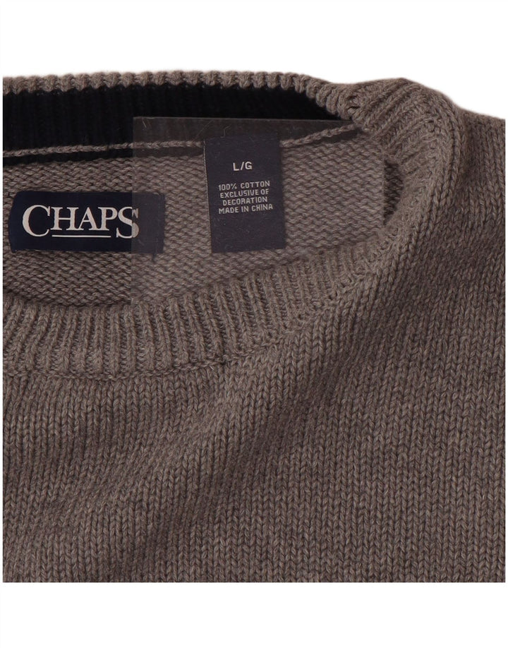 Maglione maglione girocollo da uomo CHAPS grande in cotone grigio