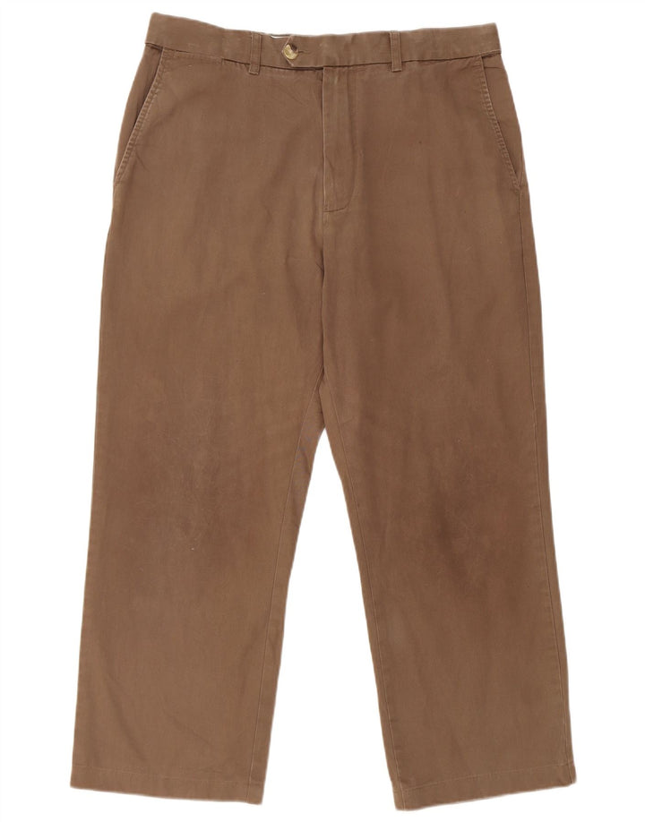 Pantaloni da abito dritti da uomo Marks & Spencer W34 L26 cotone marrone