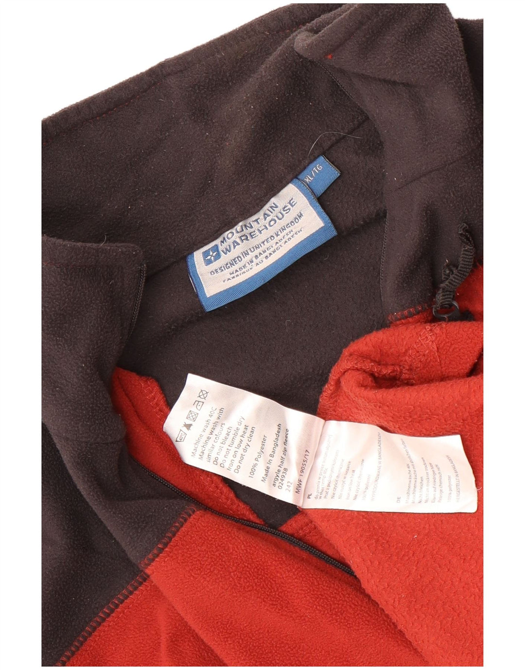 Maglione in pile da uomo con collo con zip Mountain Warehouse XL Poliestere color block rosso