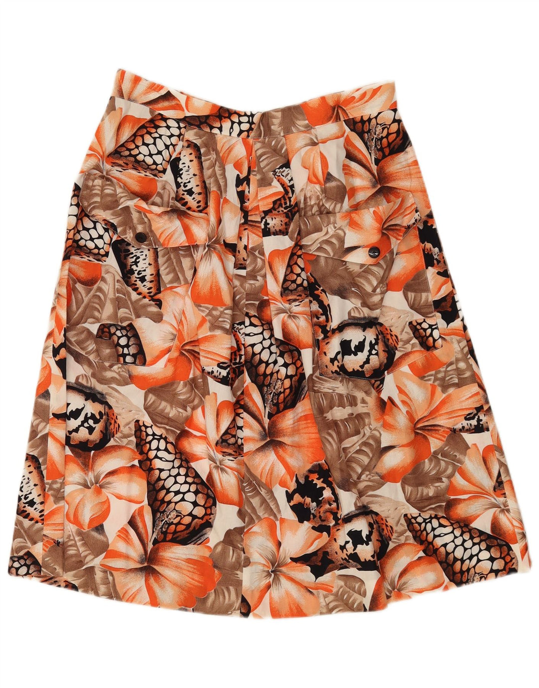 Gonna a trapezio da donna vintage W30 floreale arancione medio