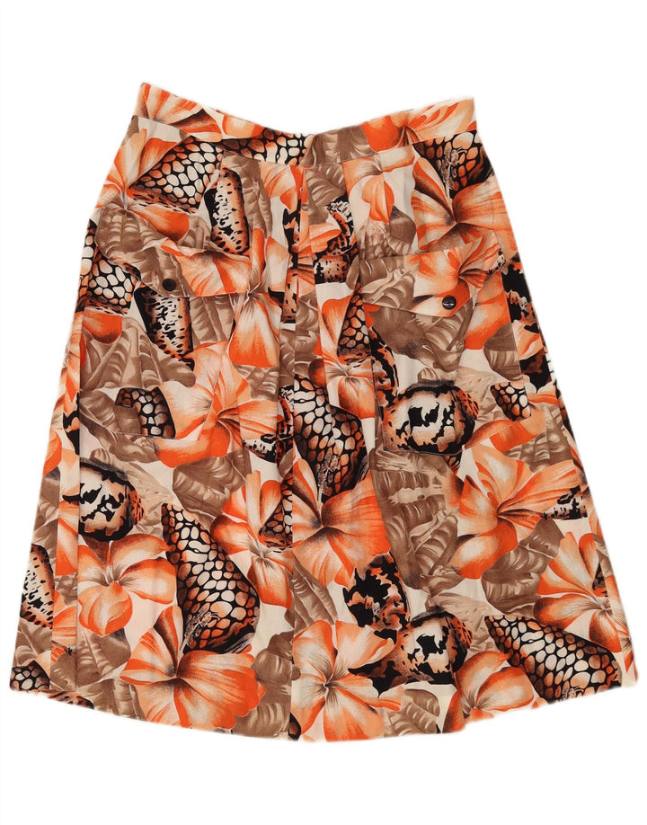 Gonna a trapezio da donna vintage W30 floreale arancione medio
