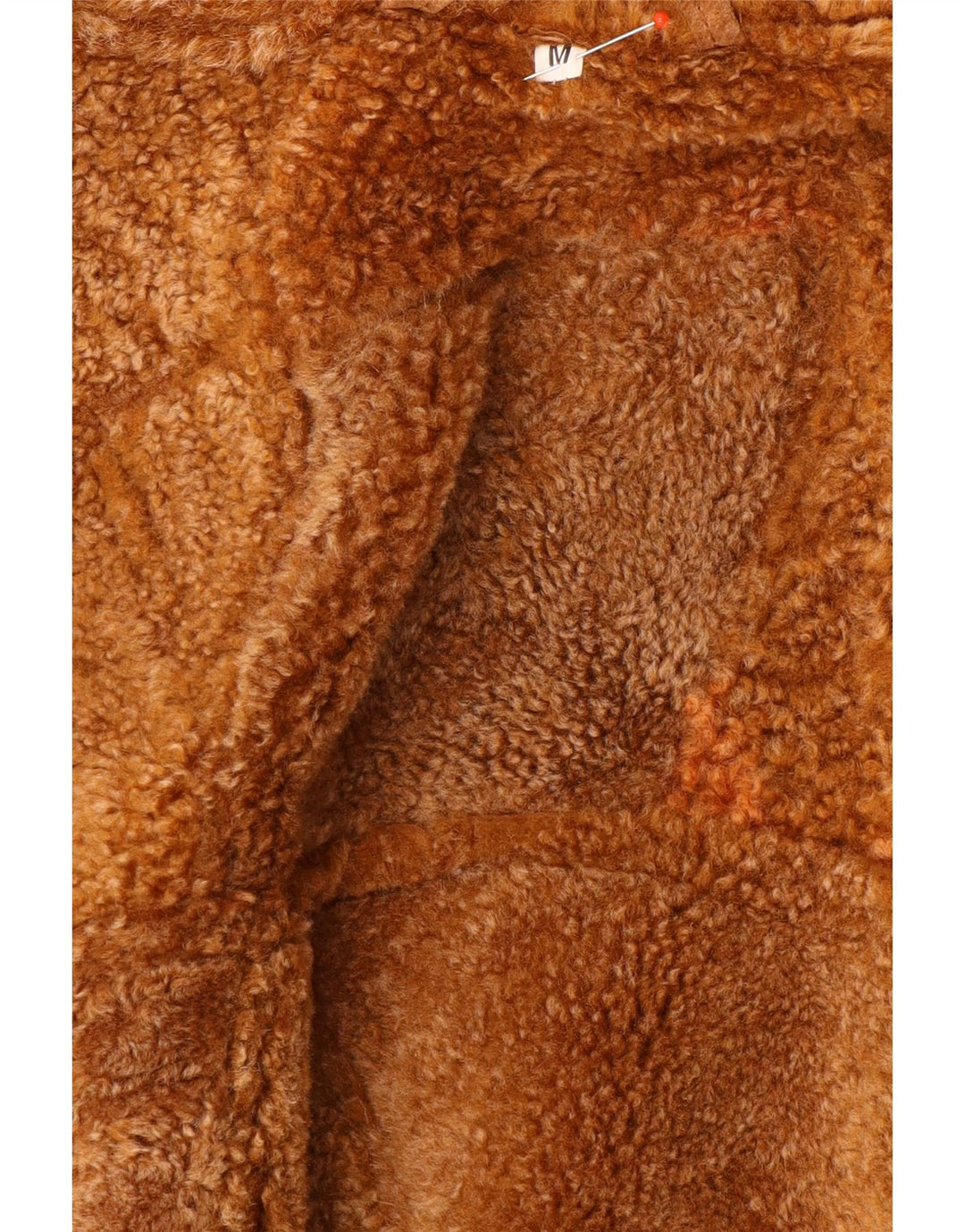 Giacca vintage in shearling da donna UK 14 Marrone medio geometrico