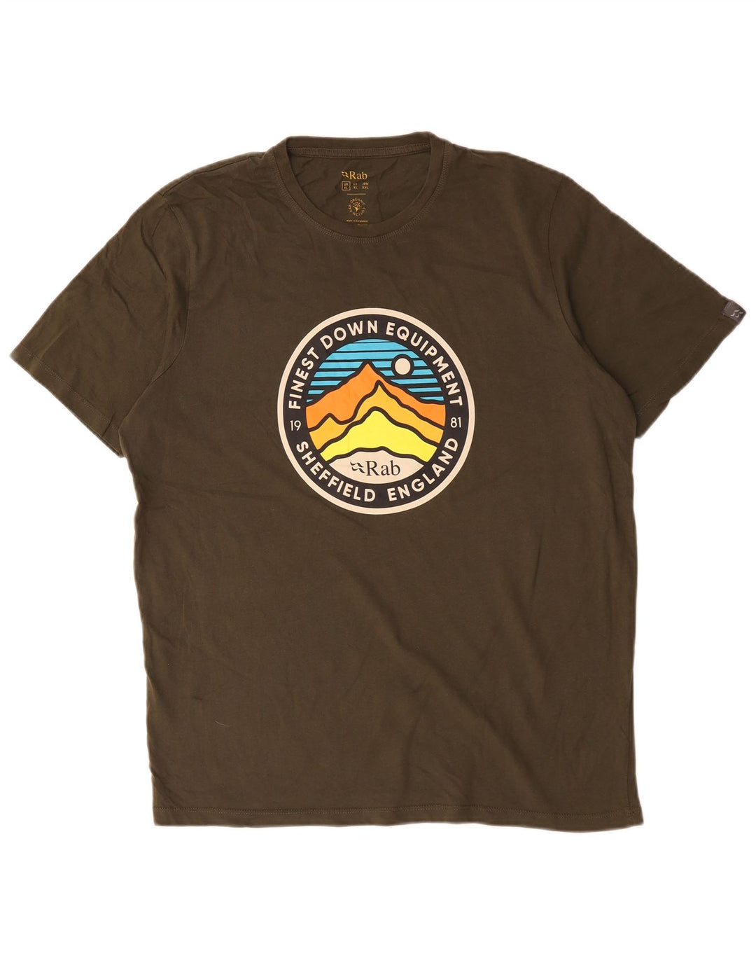 T-shirt grafica da uomo Rab Top XL in cotone kaki