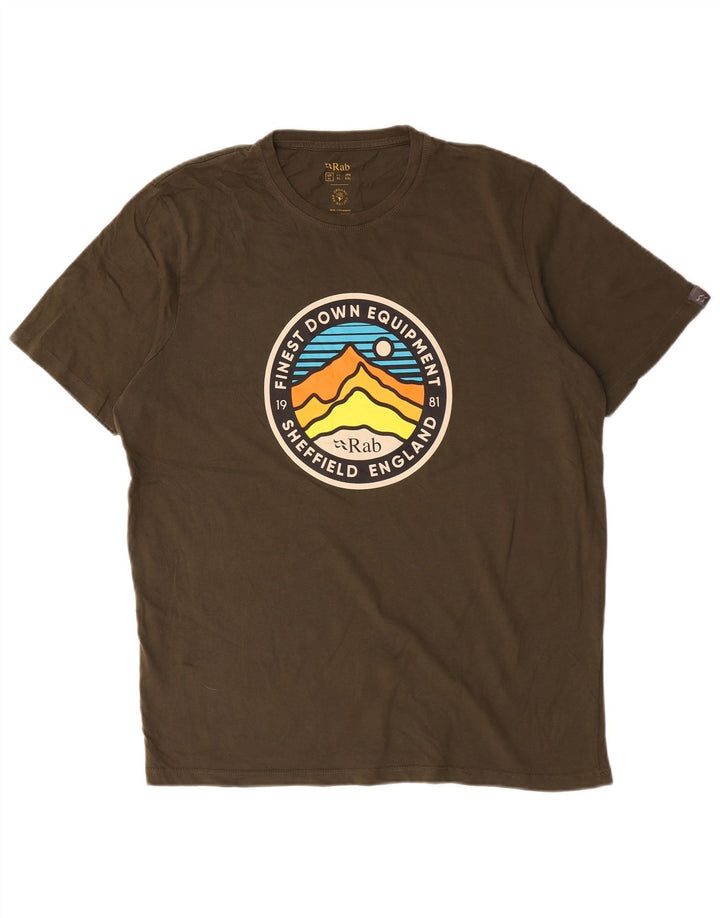 T-shirt grafica da uomo Rab Top XL in cotone kaki