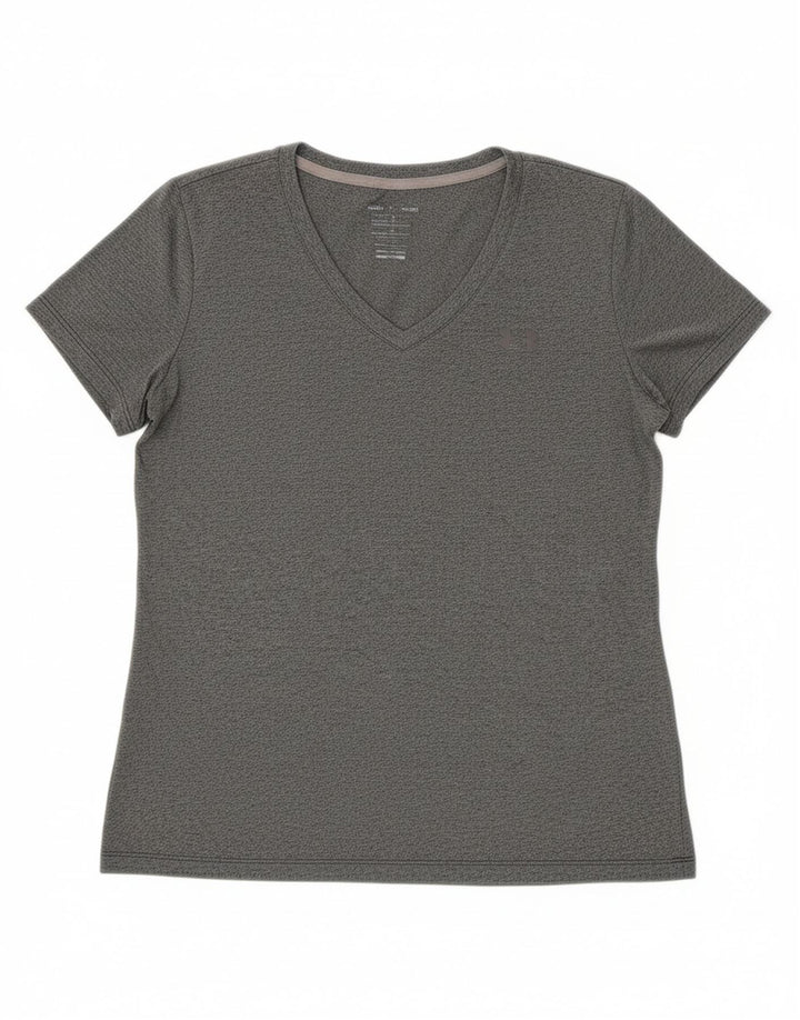 UNDER ARMOUR Womens T-Shirt Top UK 14 Medium Grey Flecked Polyester