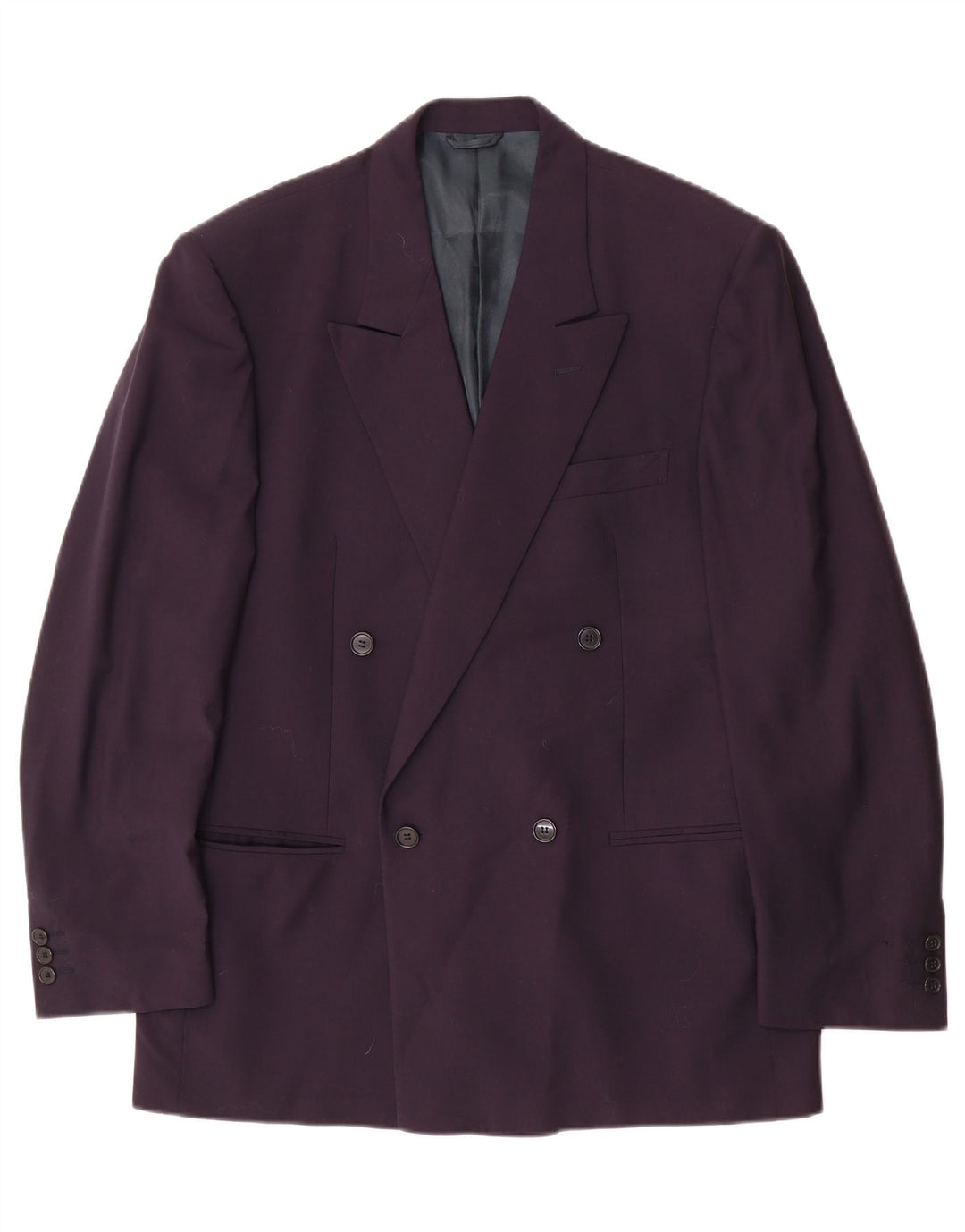 Giacca blazer doppiopetto vintage da uomo IT 50 grande in lana blu navy