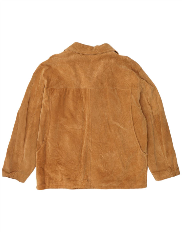 Giacca vintage da donna in pelle scamosciata IT 48 XL in pelle beige