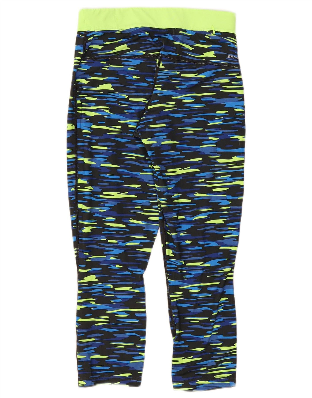 Leggings Nike Dri Fit Capri da donna UK 10 piccolo poliestere mimetico blu