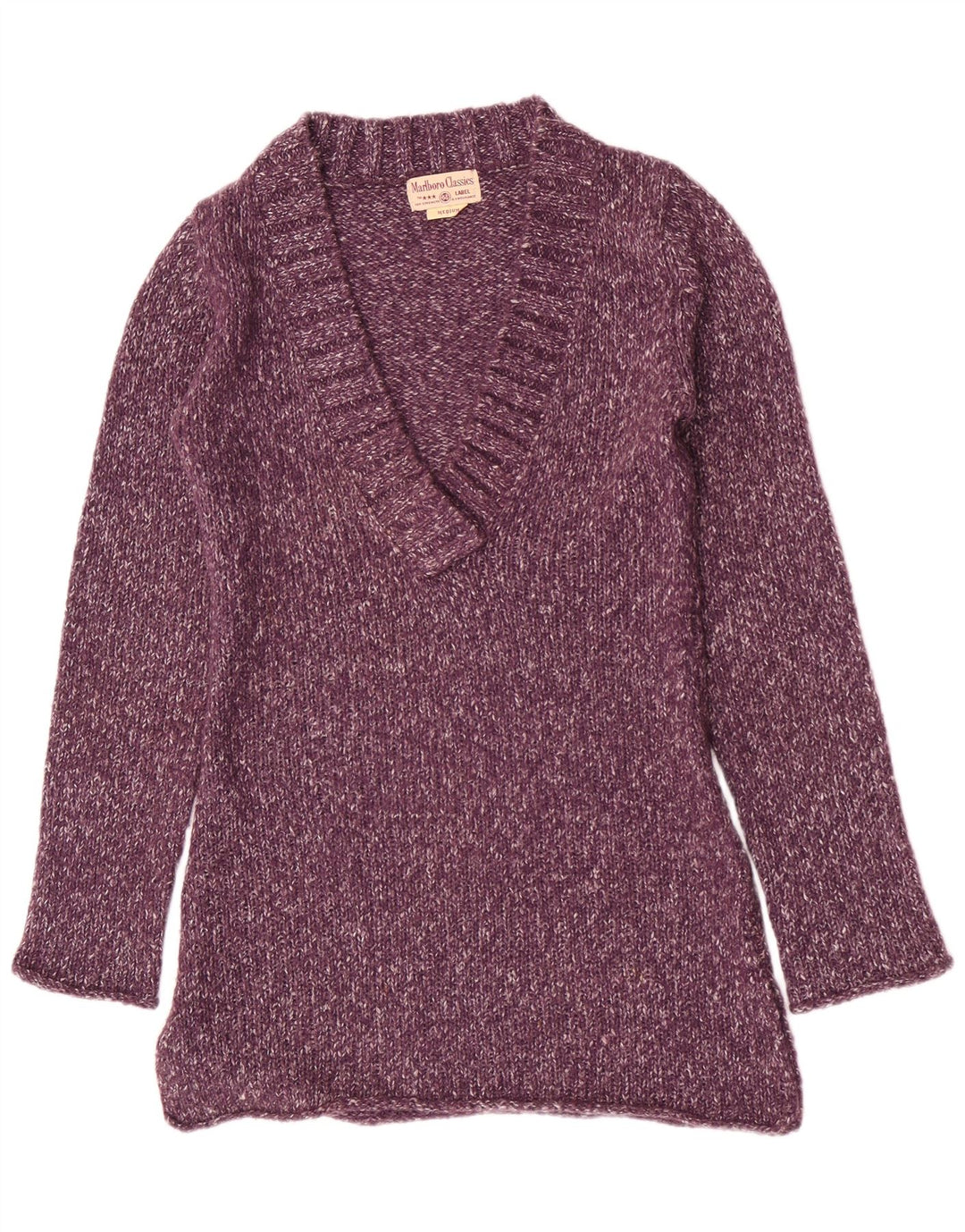 Marlboro Classics Maglione da donna con scollo a V UK 14 Viola medio screziato