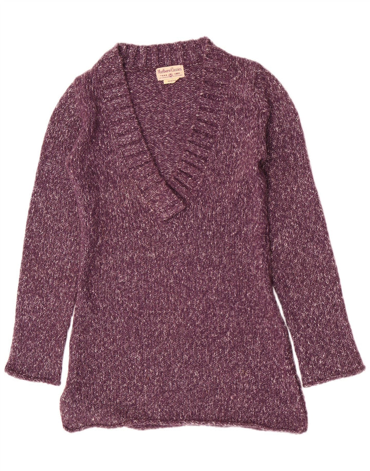 Marlboro Classics Maglione da donna con scollo a V UK 14 Viola medio screziato