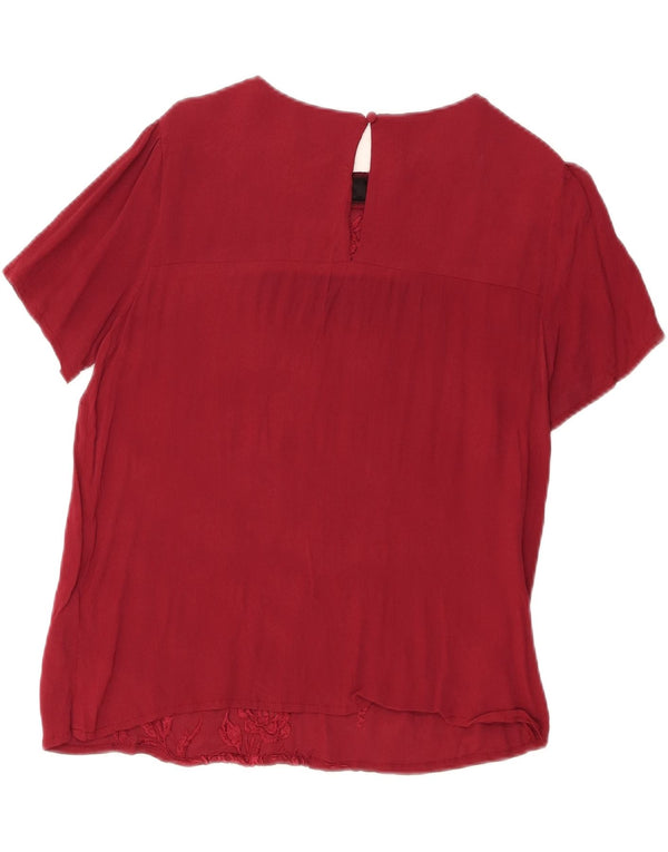 Camicetta corta da donna Oasis Top UK 10 Piccola viscosa floreale bordeaux