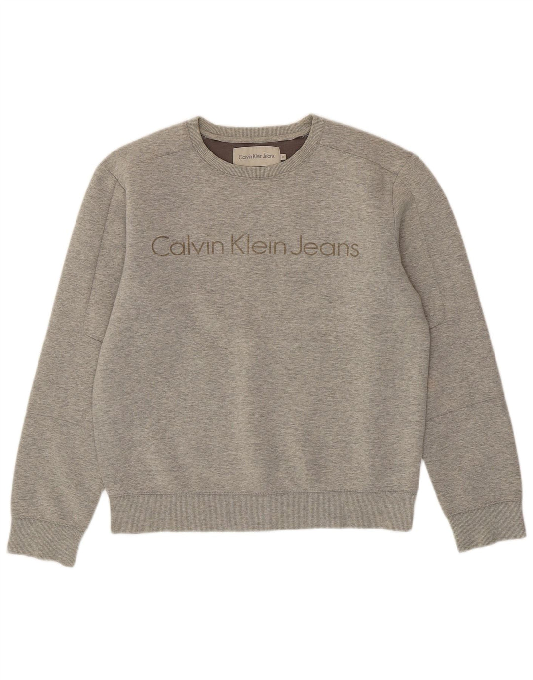 CALVIN KLEIN JEANS Womens Sweatshirt Jumper UK 14 Medium Grey Flecked