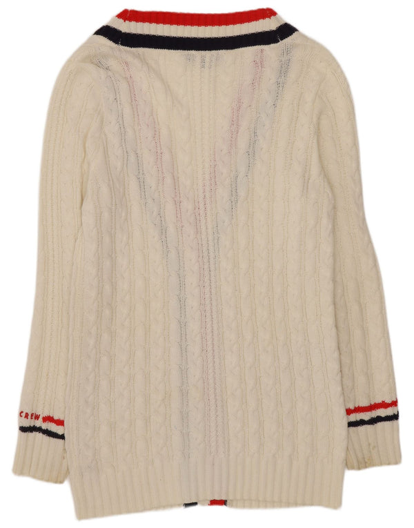 Crew Clothing Maglione cardigan da donna UK 12 Cotone a righe bianche medie