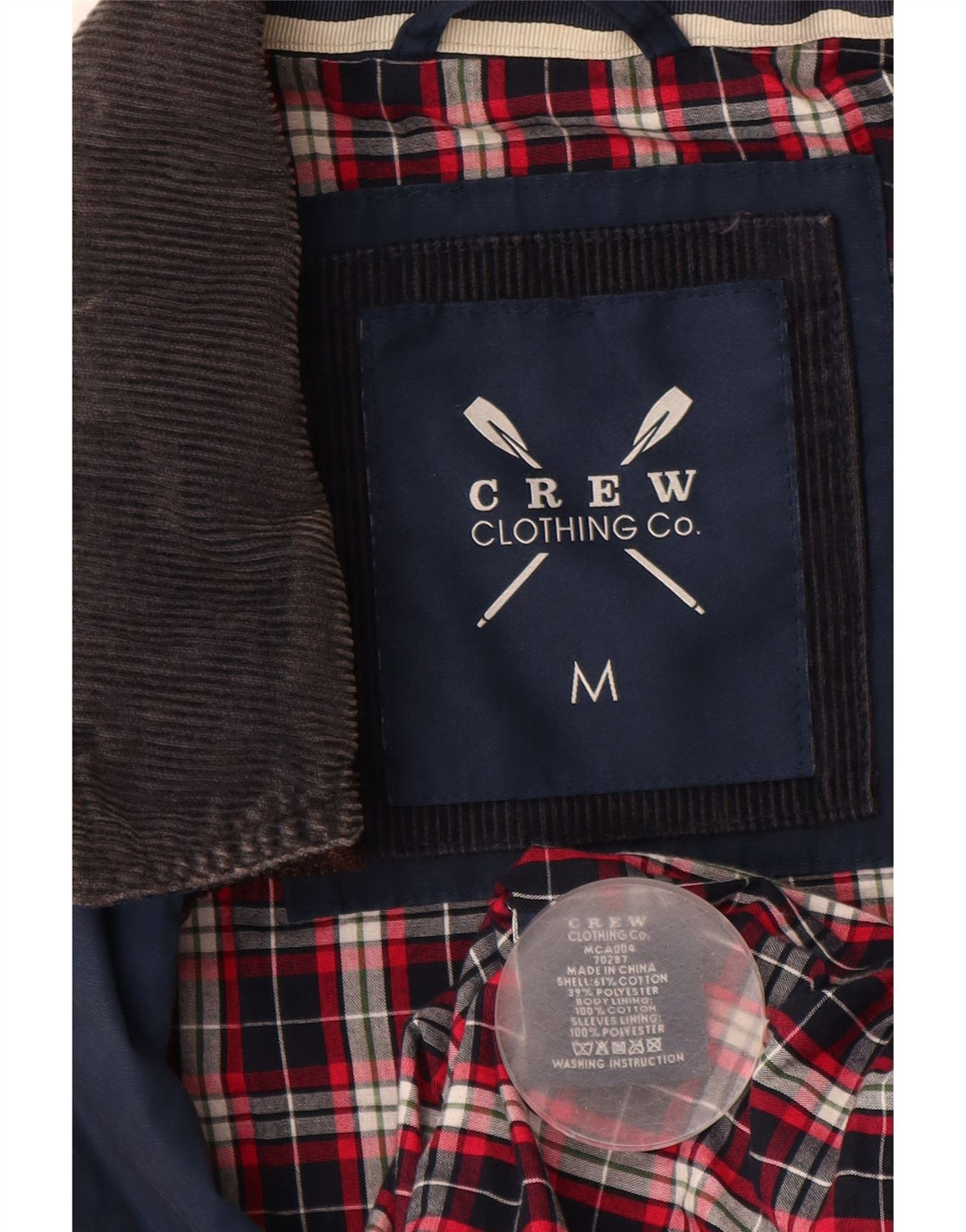 CREW CLOTHING Giacca utilitaria da uomo UK 38 Cotone blu medio