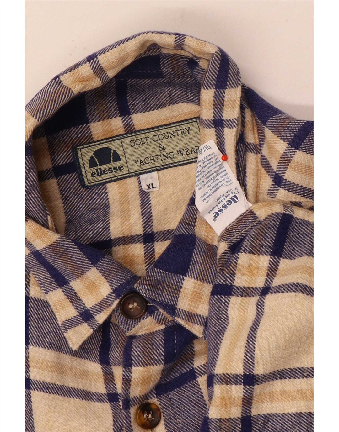 Camicia Ellesse da uomo in flanella XL in cotone a quadri beige