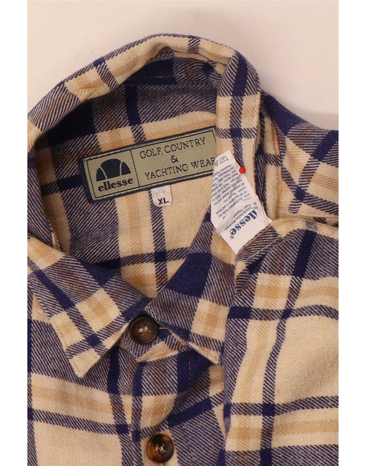 Camicia Ellesse da uomo in flanella XL in cotone a quadri beige