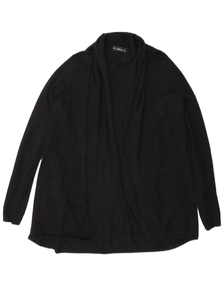 Maglione cardigan aperto da donna Zara UK 14 grande viscosa nera