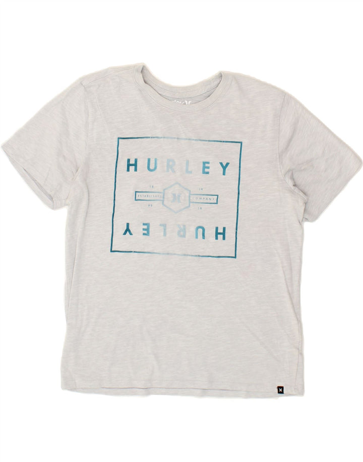 HURLEY Mens Dri Fit Graphic T-Shirt Top Large Grey Cotton Vintage Hurley and Second-Hand Hurley from Messina Hembry 
