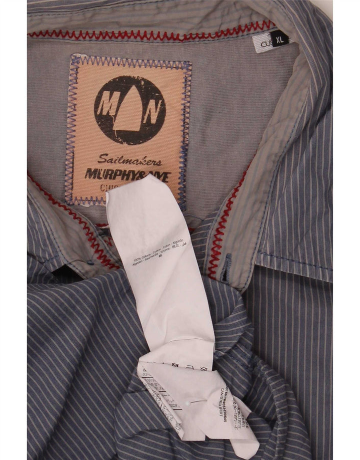 Murphy & Nye Camicia da uomo per velai XL Cotone gessato blu navy